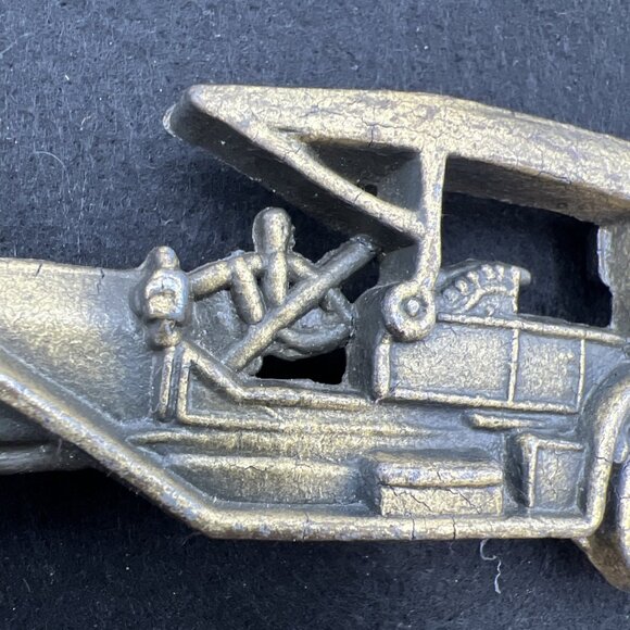 1970s Vintage Antique Car Belt Buckle Solid Brass Model T Baron Buckle Co - Picture 3 of 8